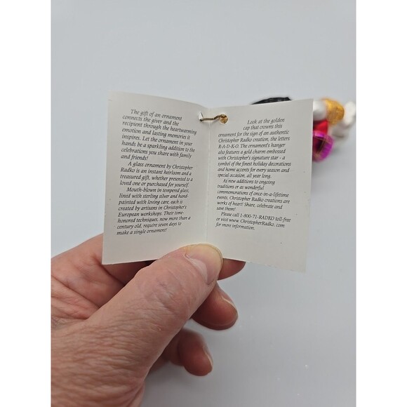 Vintage Christopher Radko Freezy Breezy Snowman Glass Ornament Tag & Box Polland - Picture 6 of 8